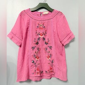 #12)  Pink Embroidered Women's Top